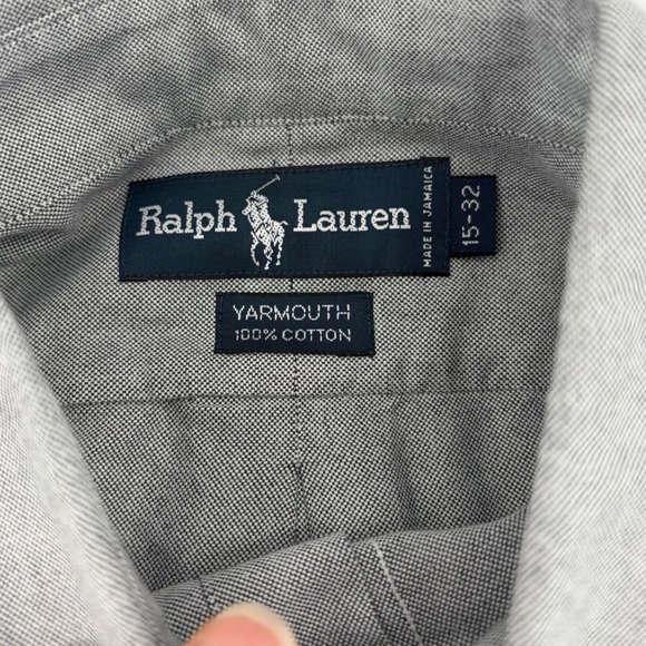 Polo Ralph Lauren Mens Oxford Button Down Shirt Gray Pony Logo Casual 15-32 M - Picture 5 of 11
